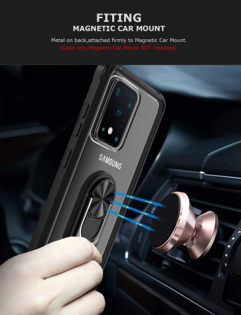 Husa Samsung Galaxy S20 ULTRA, Hybrid Antisoc, carcasa cu bumper, inel rotativ 360 si Kickstand, Negru [4]