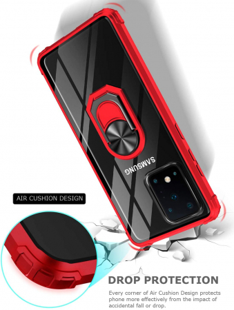 Husa Samsung Galaxy S20 ULTRA, Hybrid Antisoc, carcasa cu bumper, inel rotativ 360 si Kickstand, Rosu [1]