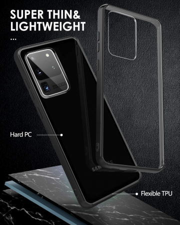 Husa Samsung Galaxy S20 ULTRA, Hybrid Antisoc, carcasa spate PC cu cadru, Negru [2]