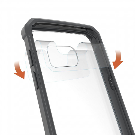 Husa Samsung Galaxy S7 Edge, Hybrid Antisoc, carcasa spate PC transparenta cu cadru, Negru [1]