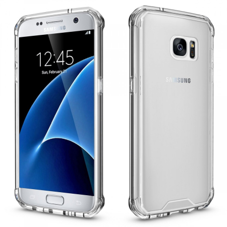 Husa Samsung Galaxy S7, Hybrid Antisoc, carcasa spate PC transparenta cu cadru, Transparent [4]