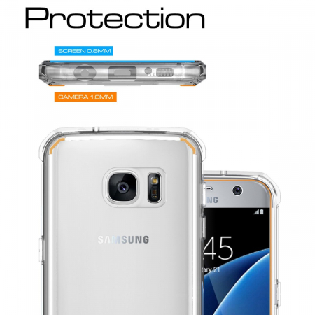 Husa Samsung Galaxy S7, Hybrid Antisoc, carcasa spate PC transparenta cu cadru, Transparent [3]
