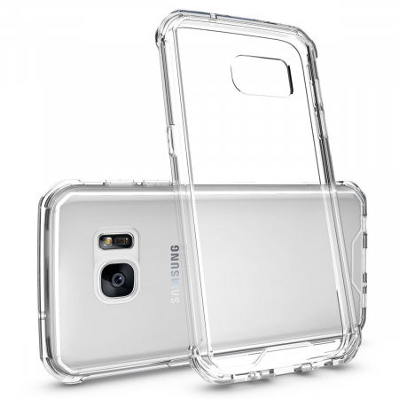 Huse Samsung - Husa Samsung Galaxy S7, Hybrid Antisoc, carcasa spate PC transparenta cu cadru, Transparent