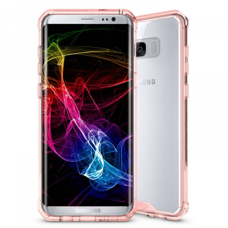 Husa Samsung Galaxy S8, Hybrid Antisoc, carcasa spate PC transparenta cu cadru, Rose-Gold [6]