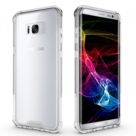 Husa Samsung Galaxy S8, Hybrid Antisoc, carcasa spate PC transparenta cu cadru, MobileSmart©, Transparent [6]