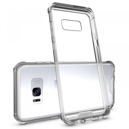 Huse Samsung Galaxy S8 - Husa Samsung Galaxy S8, Hybrid Antisoc, carcasa spate PC transparenta cu cadru, MobileSmart©, Transparent