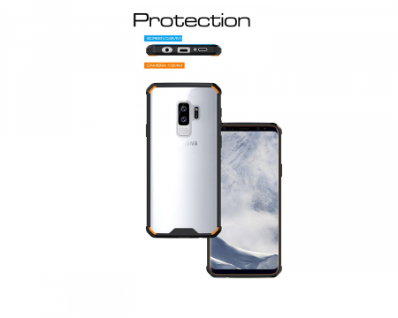 Husa Samsung Galaxy S9 PLUS, Hybrid Antisoc, carcasa spate PC transparenta cu cadru, Negru [1]