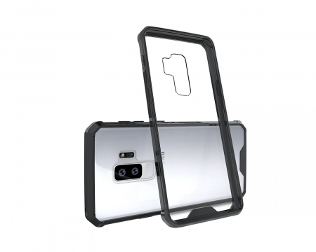 Mobilesmart - Husa Samsung Galaxy S9 PLUS, Hybrid Antisoc, carcasa spate PC transparenta cu cadru, Negru