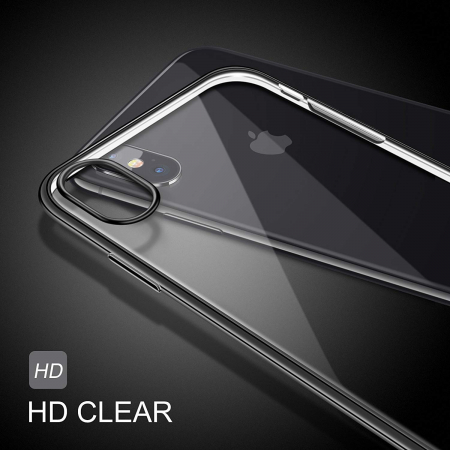 Husa iPhone XR, Silicon ultraslim, cu spate transparent si cadru, Negru [2]