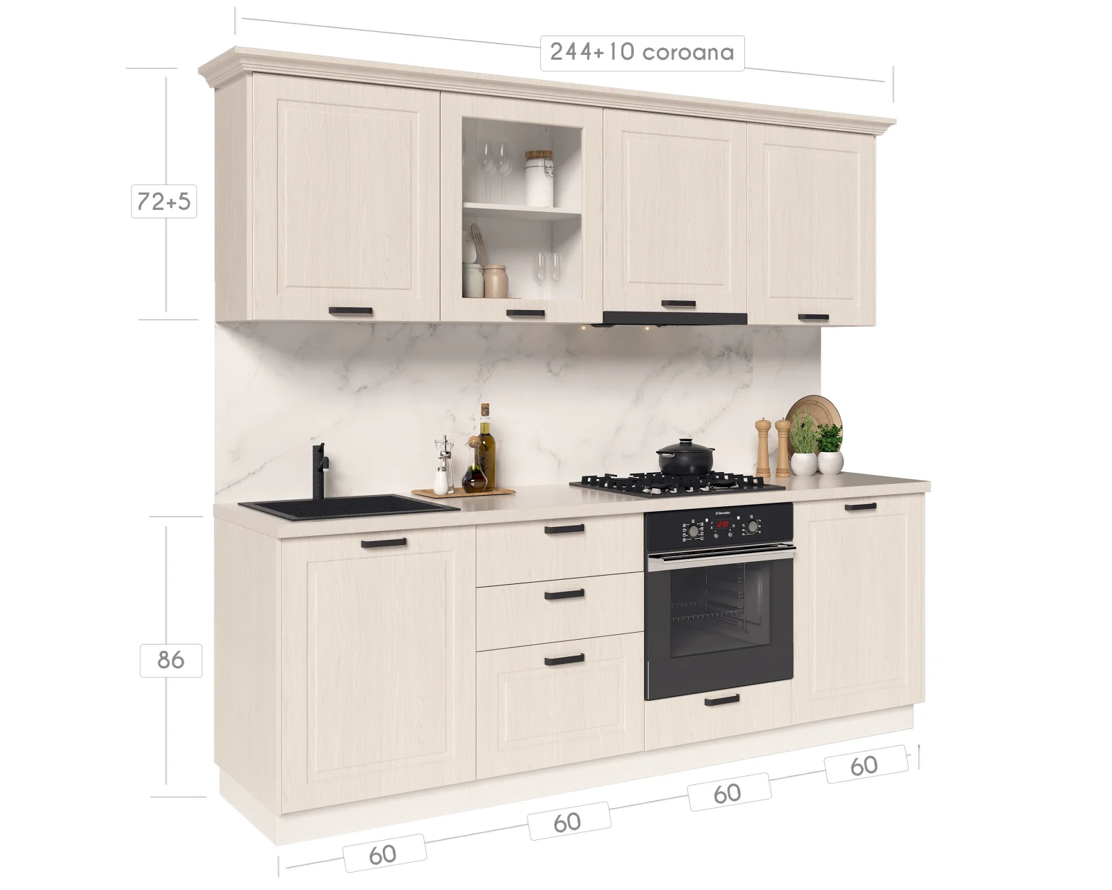 Bucatarie Athena 2.44 MDF lemn alb 244x223x60cm [12]