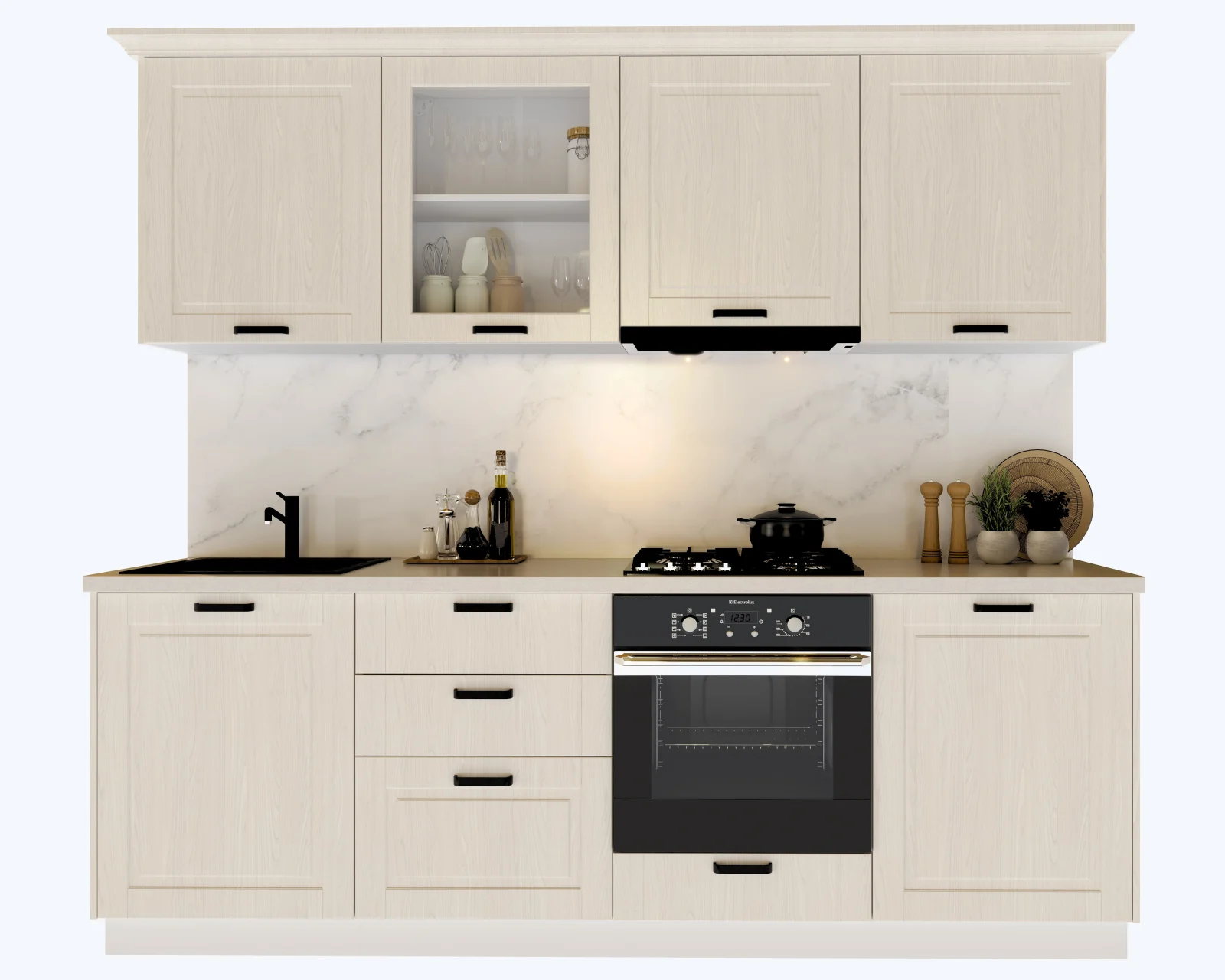 Bucatarie Athena 2.44 MDF lemn alb 244x223x60cm [10]