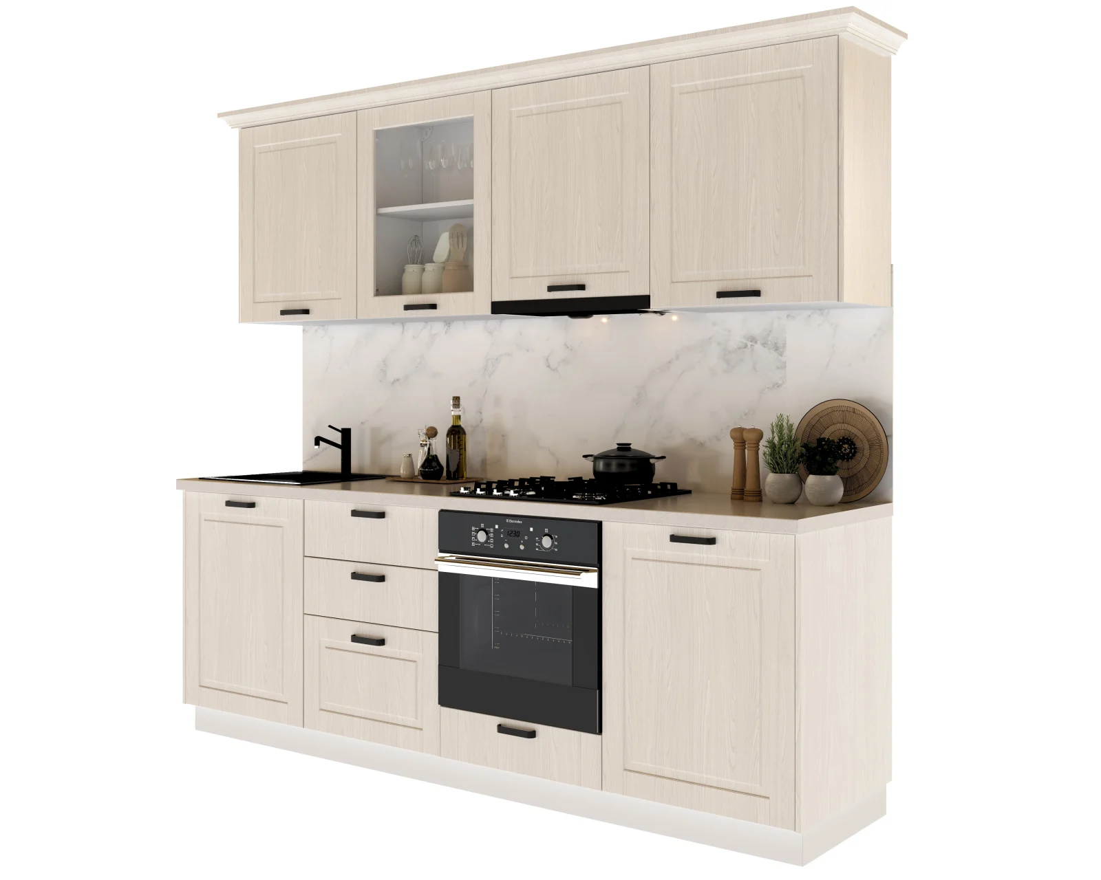 Bucatarie Athena 2.44 MDF lemn alb 244x223x60cm [9]