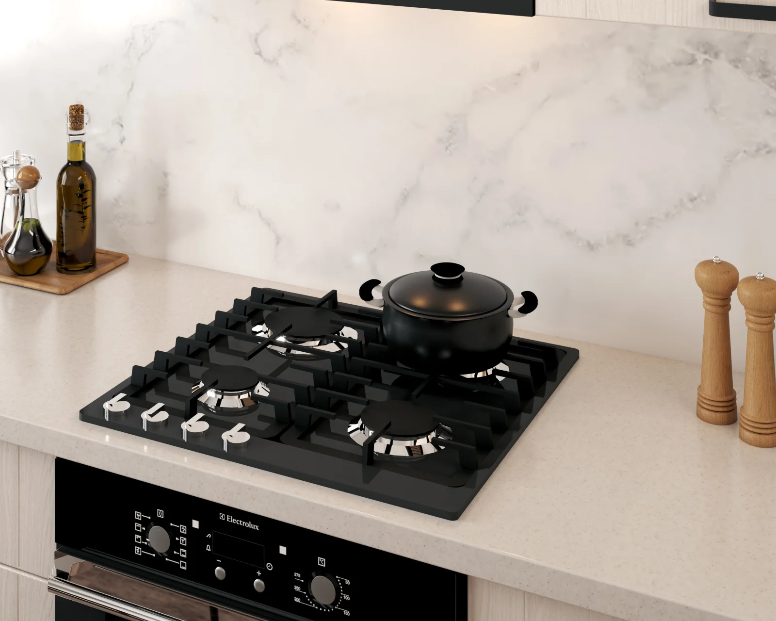 Bucatarie Athena 2.44 MDF lemn alb 244x223x60cm [7]