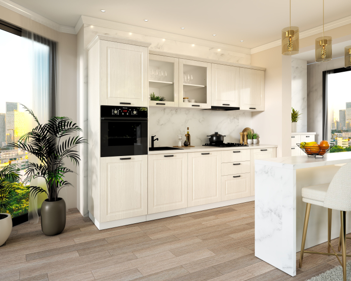 Bucatarie Athena 3.03 MDF lemn alb 303x223x60cm [7]