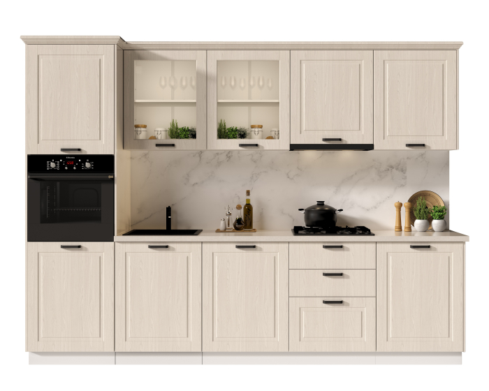 Bucatarie Athena 3.03 MDF lemn alb 303x223x60cm [12]