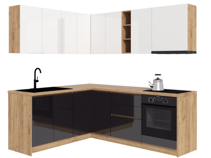 Bucătărie Chelsea Colț V1 Alb Gri Antracit [2]