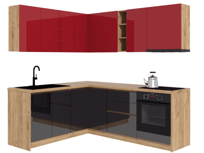 Bucătărie Chelsea Colț V1 Roșu Antracit [2]