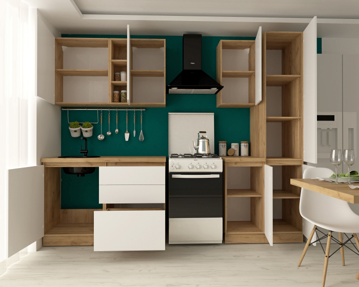 Bucătărie Chelsea Stejar K003 Alb 200x60x215 cm [2]