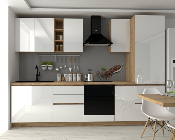 Bucătărie Chelsea Stejar K003 Alb 300x60x215 cm [6]