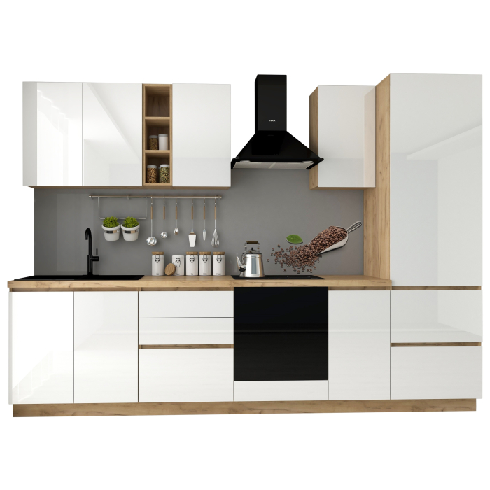 Bucătărie Chelsea Stejar K003 Alb 300x60x215 cm [2]