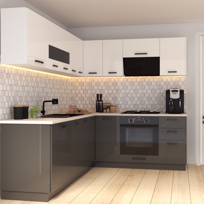 Bucatarie Daria colt V2  Alb Antracit [4]