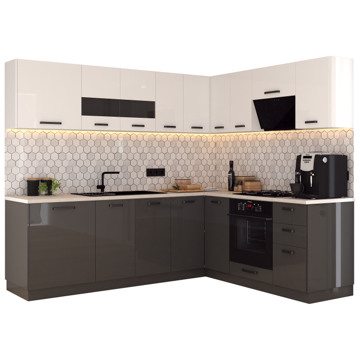 Bucatarie Daria colt V2  Alb Antracit [2]