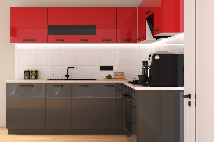 Bucatarie Daria colt V2  Rosu  Antracit [3]