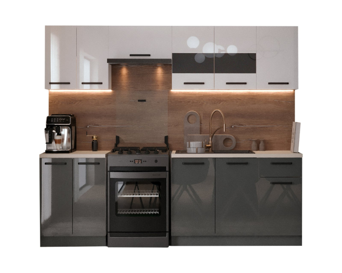 Bucatarie Petra, 240x60x200cm, Alb+Antracit [7]