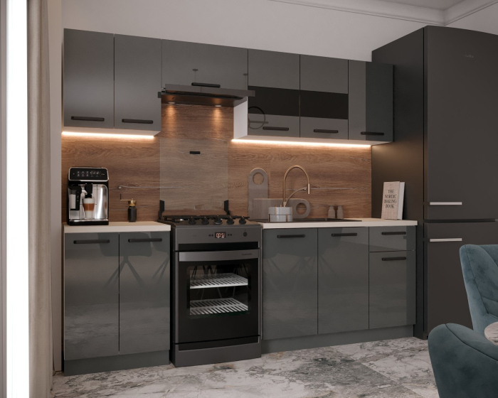 Bucatarie Petra, 240x60x200cm, Antracit [3]