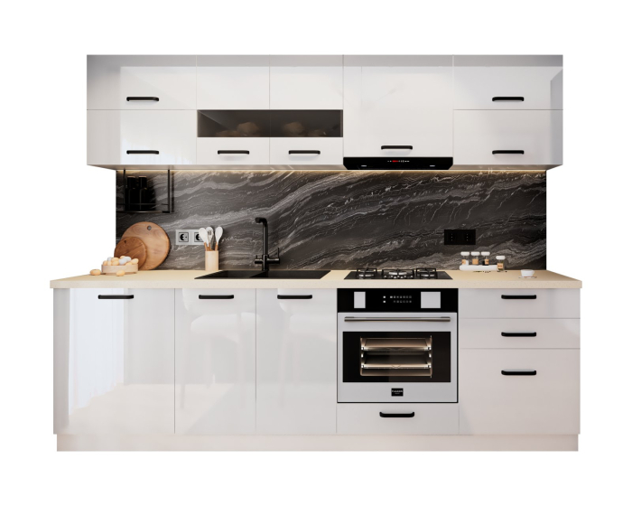 Bucatarie Petra MDF,V1 260x60x200cm, Alb [5]