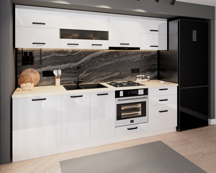 Bucatarie Petra MDF,V1 260x60x200cm, Alb [2]