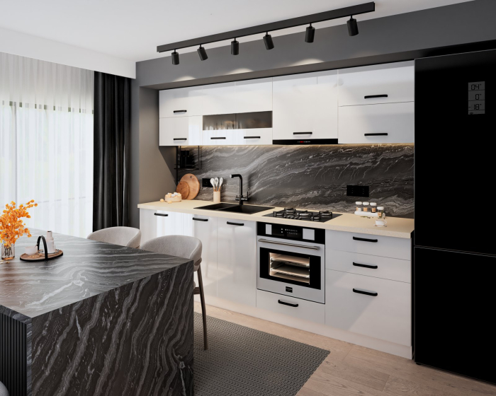 Bucatarie Petra MDF,V1 260x60x200cm, Alb [4]