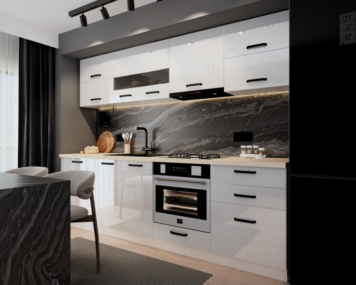 Bucatarie Petra MDF,V1 260x60x200cm, Alb [3]