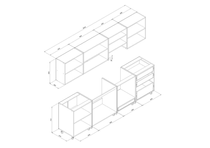 Bucatarie Petra MDF,V1 260x60x200cm, Antracit [9]