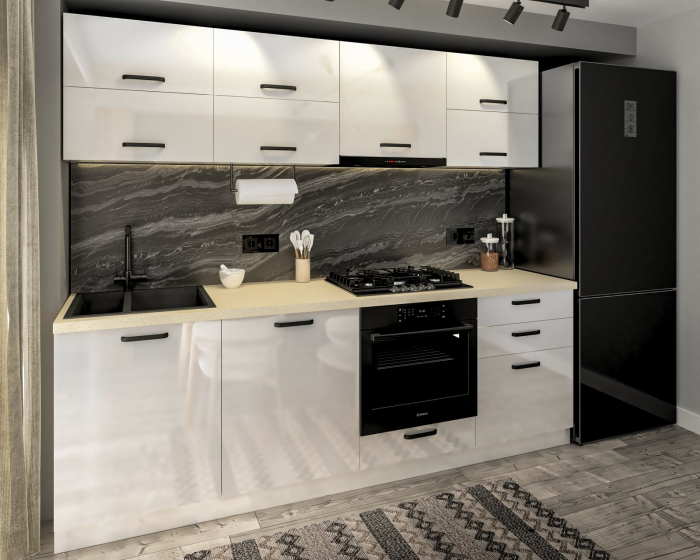 Bucatarie Petra V2, 240x60x200cm, Alb [3]