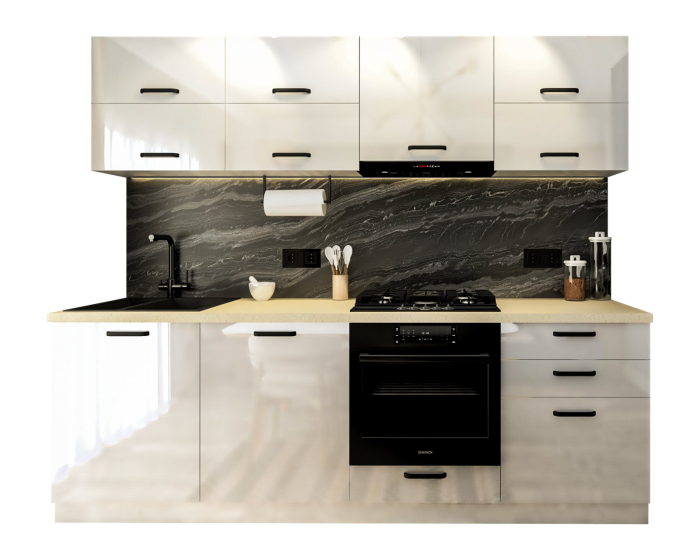 Bucatarie Petra V2, 240x60x200cm, Alb [4]