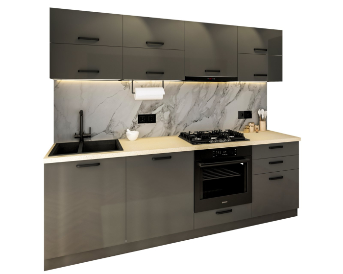 Bucatarie Petra V2, 240x60x200cm, Gri Antracit [5]