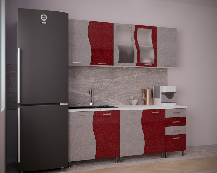 Bucatarie Sofia MDF Rosu Metalizat 2m [3]