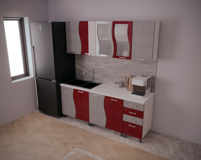 Bucatarie Sofia MDF Rosu Metalizat 2m [2]