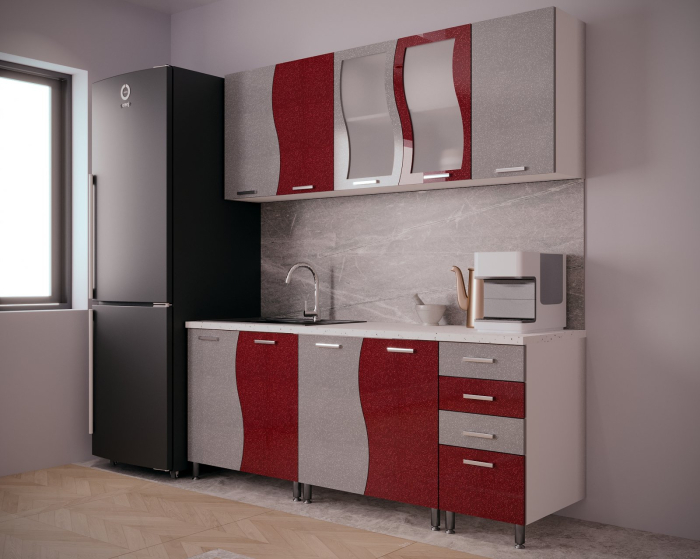 Bucatarie Sofia MDF Rosu Metalizat 2m [4]