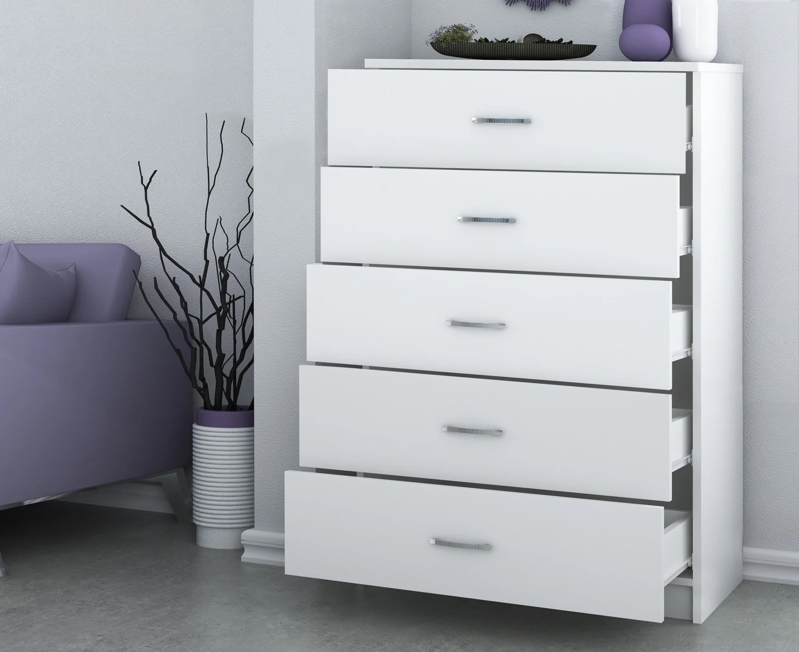 Comoda 5 sertare Ro Alb [2]