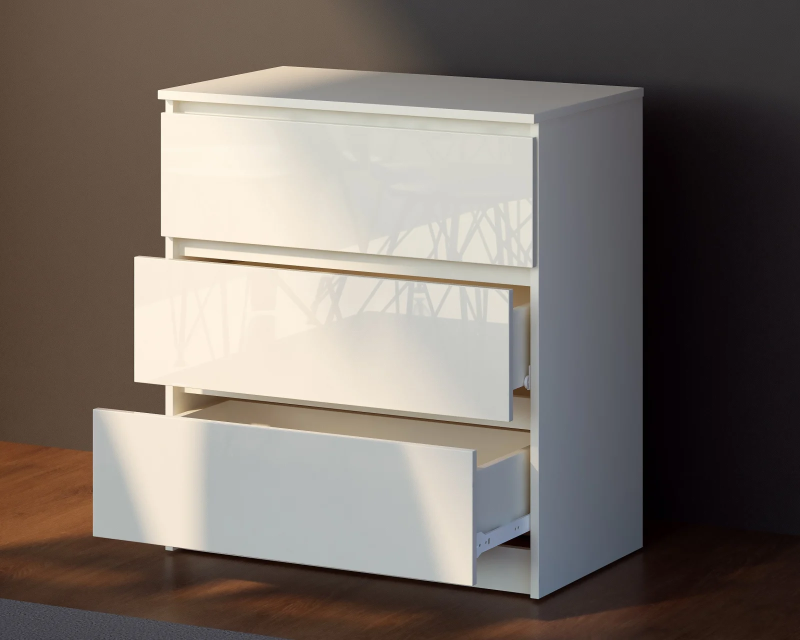 Comoda Aria 3 sertare Alb 70x40x77 cm [7]