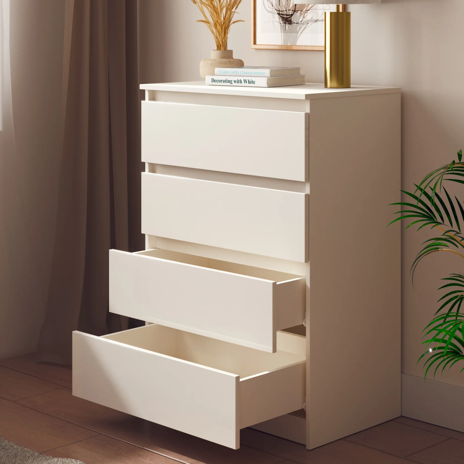 Comoda Aria 4 sertare Alb 70x40x96 cm [5]