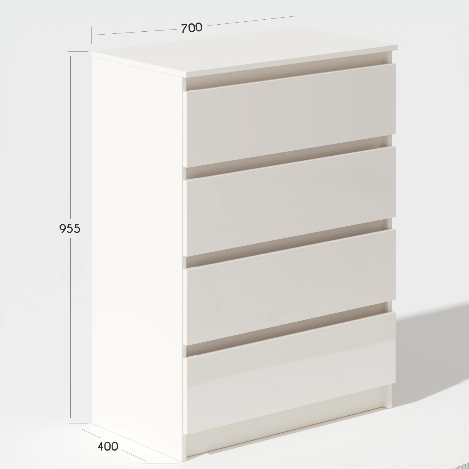 Comoda Aria 4 sertare Alb 70x40x96 cm [8]