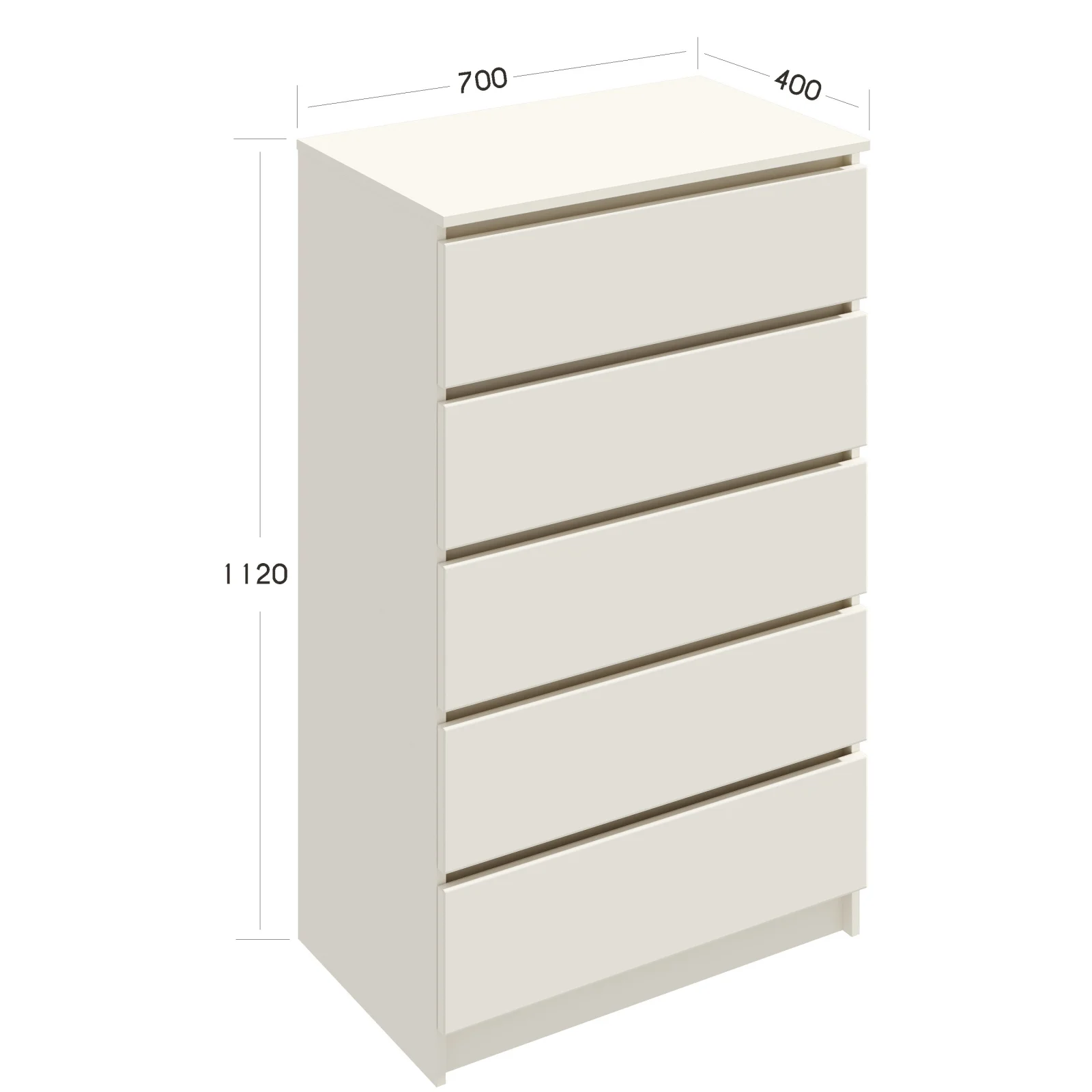 Comoda Aria 5 sertare Alb 70x40x112 cm [8]