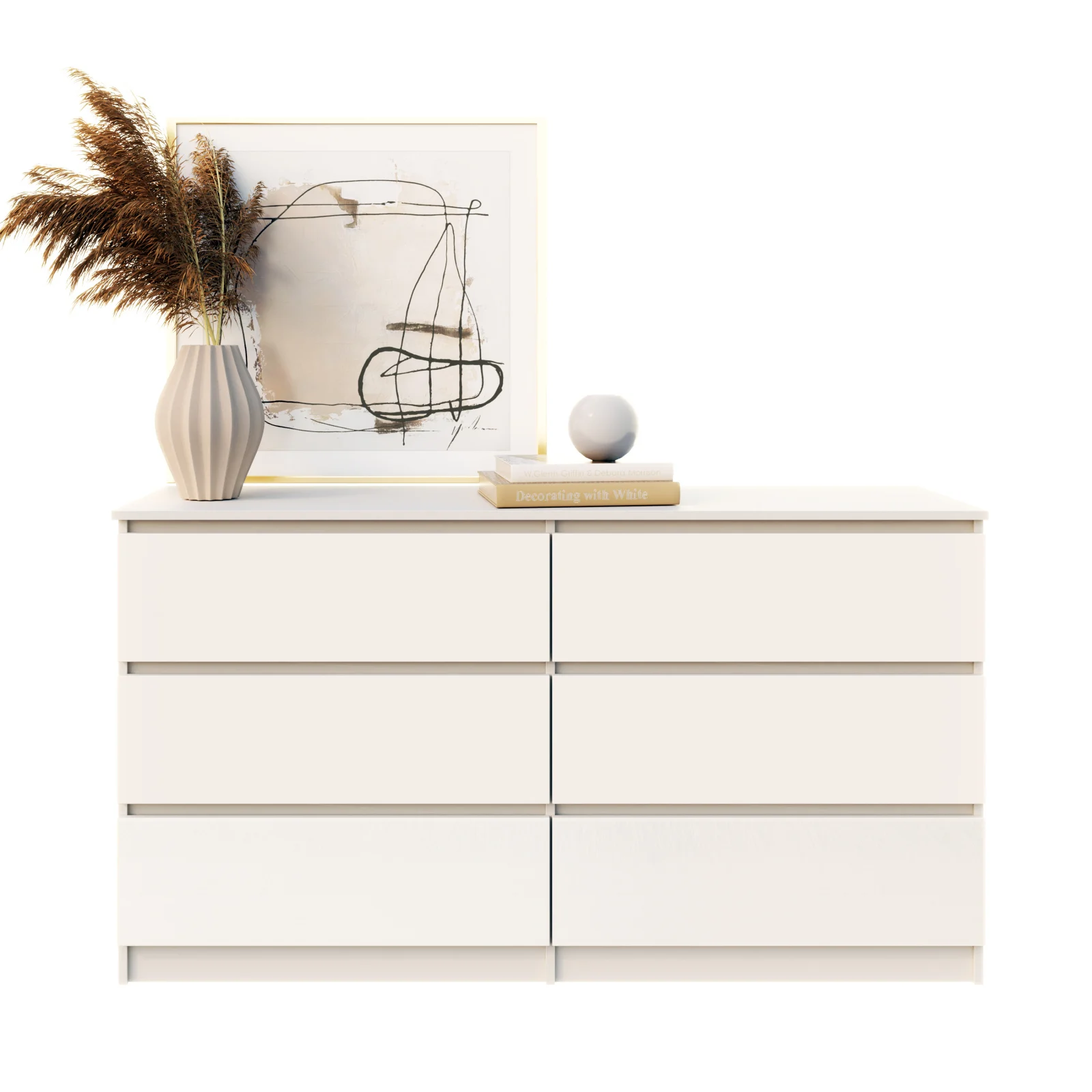 Comoda Aria 6 sertare Alb 120x40x77cm [8]