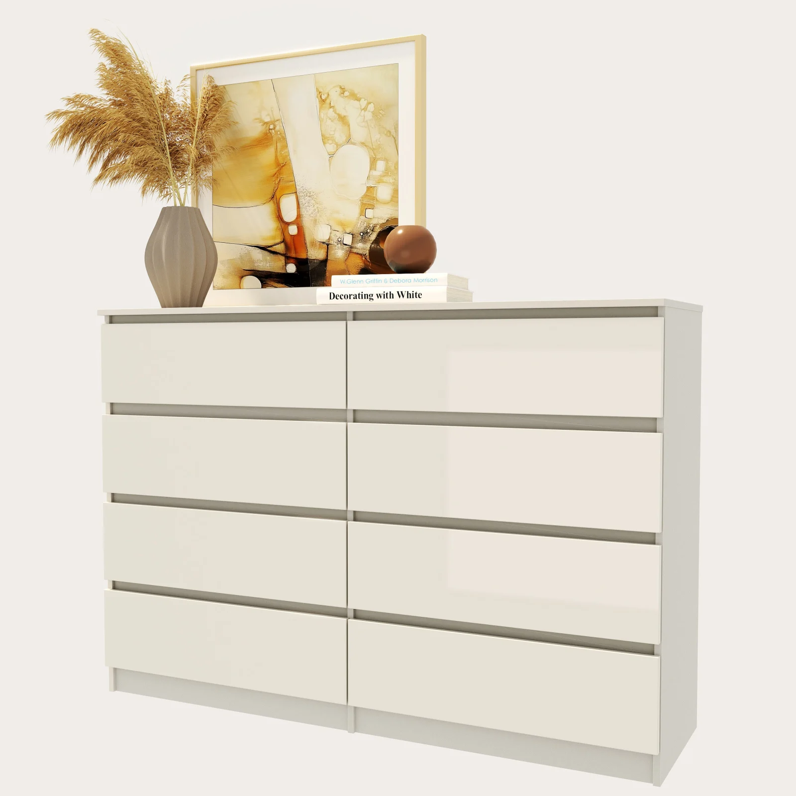 Comoda Aria 8 sertare Alb 120x40x97cm [6]