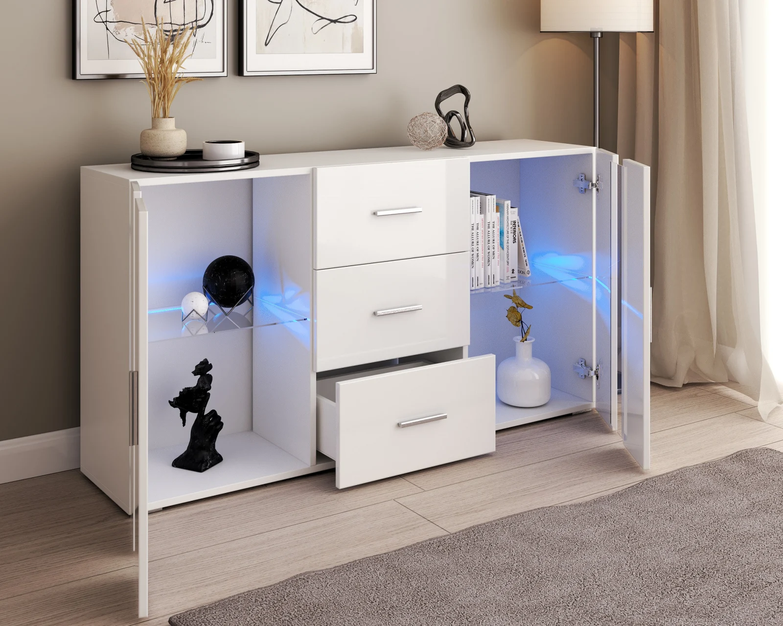 Comoda Aria Lux Alb 135x32x72cm [5]