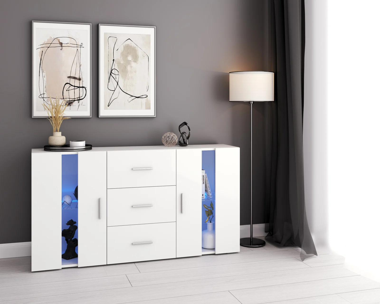 Comoda Aria Lux Alb 135x32x72cm [6]