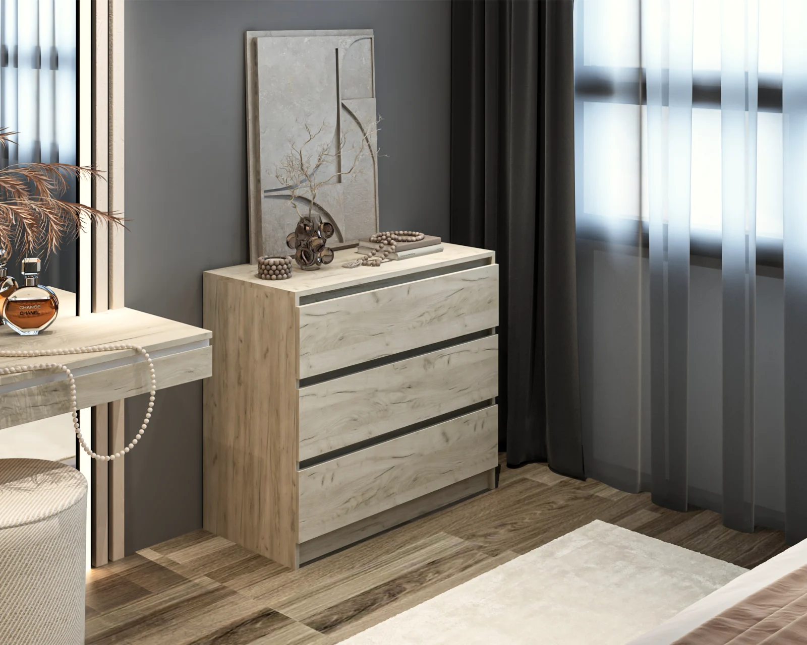 Comoda Crina 3S Stejar K002 90x44x80 cm [2]